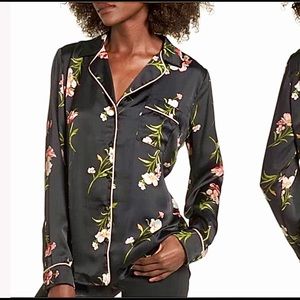 🌷Socialite Floral PJ Collar Shirt Black🌷
